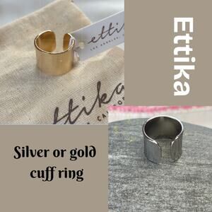 ETK by Ettica Thick Cuff Ring in Silver or Gold Adjustable Size 7 Minimal MOD